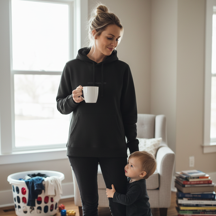 OVERSTIMULATED organic side pocket hoodie Black